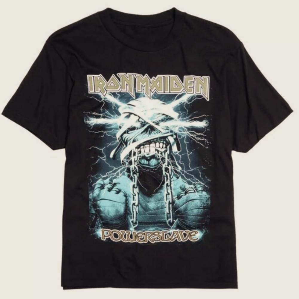 Iron Maiden Powerslave Mummy Eddie Distressed Graphic Heavy Metal Band Tee M VTG